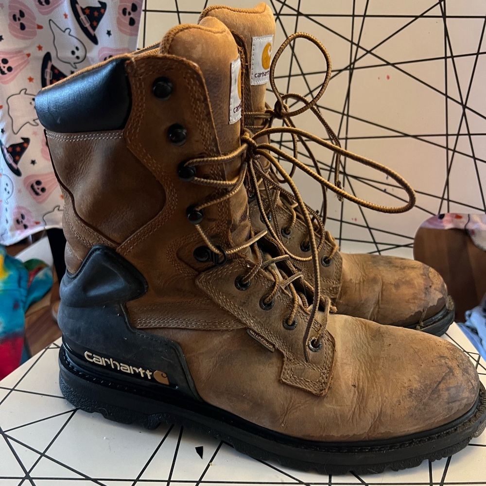 Carhartt HERITAGE WATERPROOF 8" STEEL TOE WORK BOOT Brown Oil Men’s 11.5 W GUC
